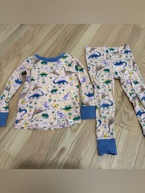 The Honest Company Pink Dinosaur Pajama Set with Purple Trim